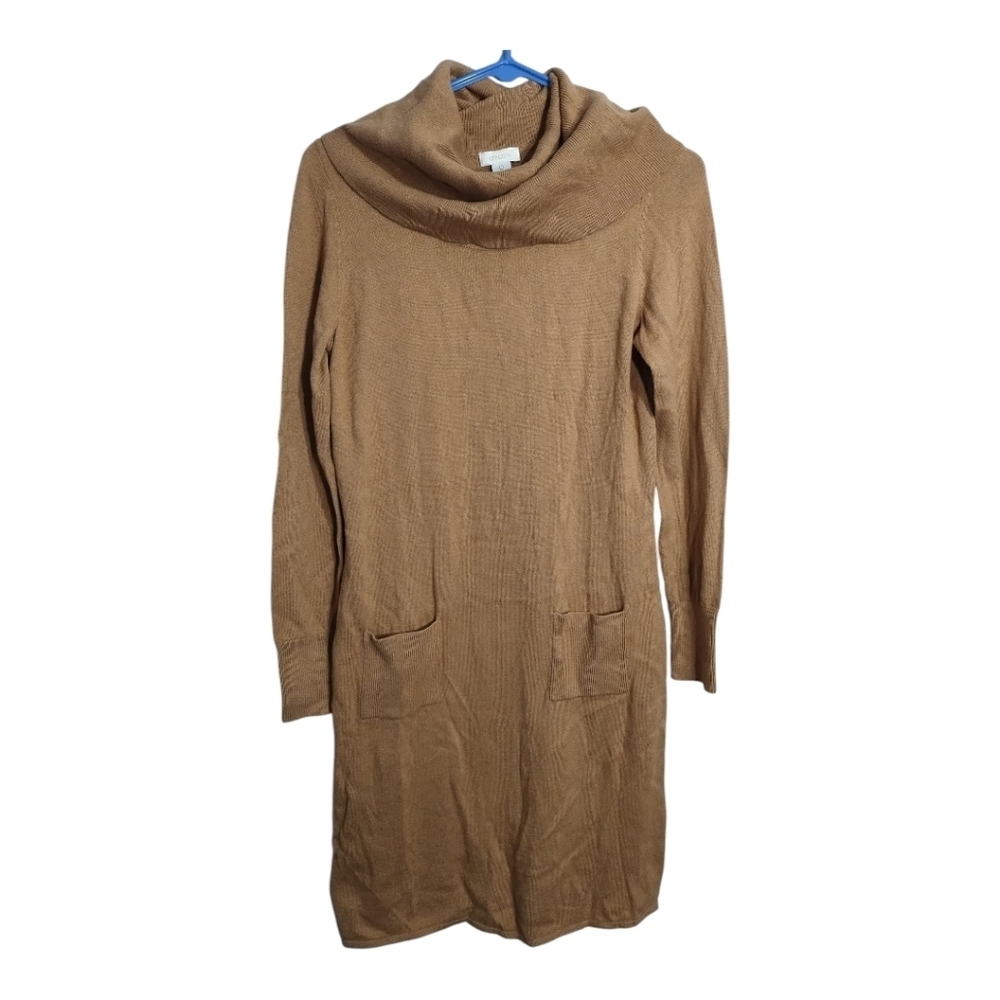 Chicos Corey Cowl Neck Wool‎ Blend Office Preppy Neutral Minimalist Mini Dress S